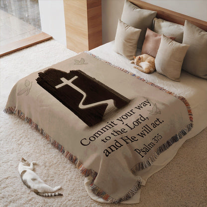 Inspirational Christian Psalm 37:5 Blanket for Home
