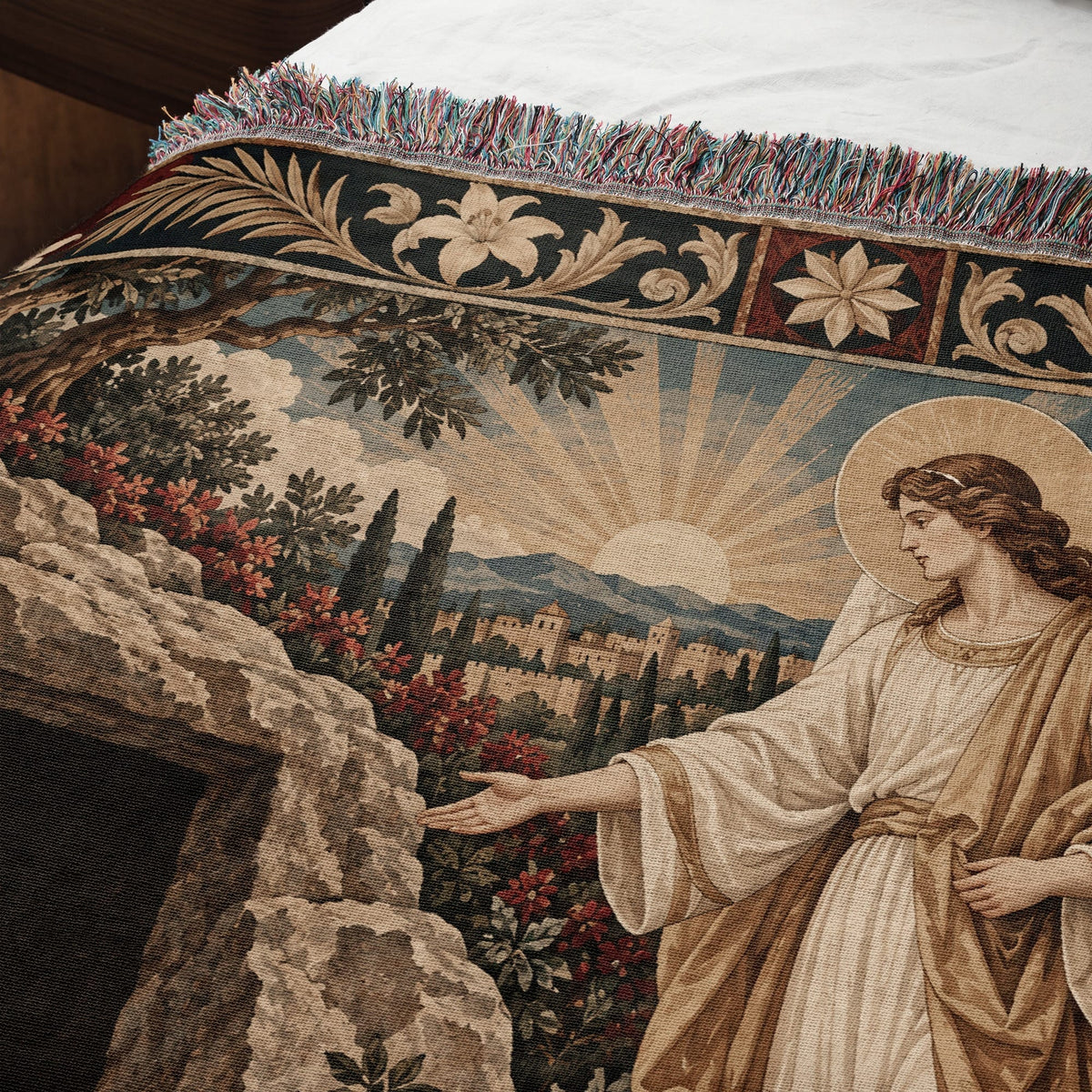 CalmNestStyle Angel at the Empty Tomb jacquard woven blanket