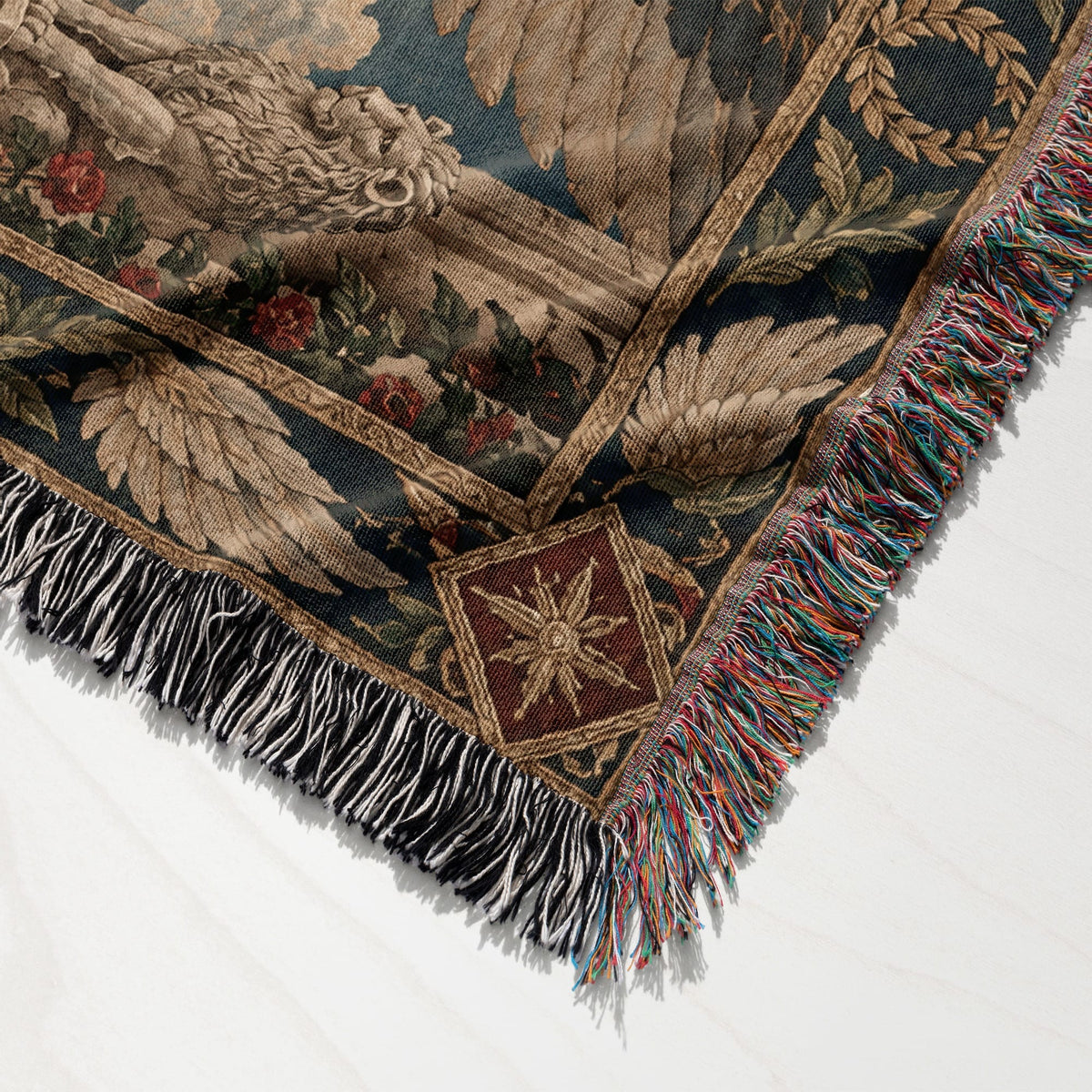 CalmNestStyle Saint Michael and the Dragon jacquard woven blanket