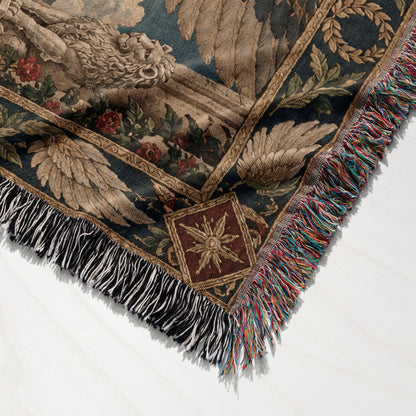 CalmNestStyle Saint Michael and the Dragon jacquard woven blanket