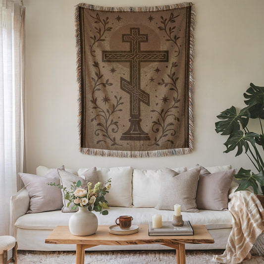 Ornate Cross Patterned Tapestry for Home Decor