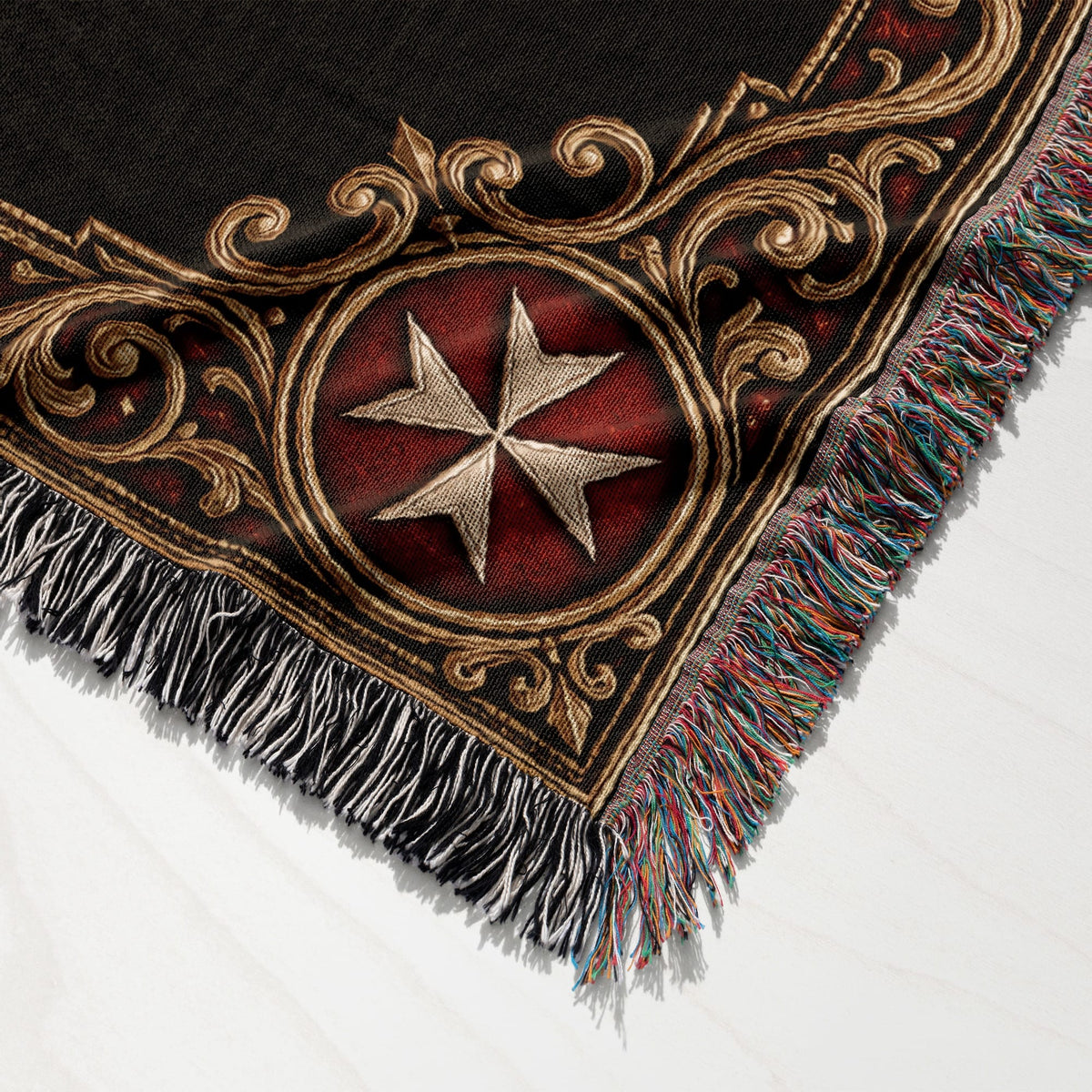 CalmNestStyle Order of Malta Crown and Gold Laurel Woven Blanket jacquard woven blanket