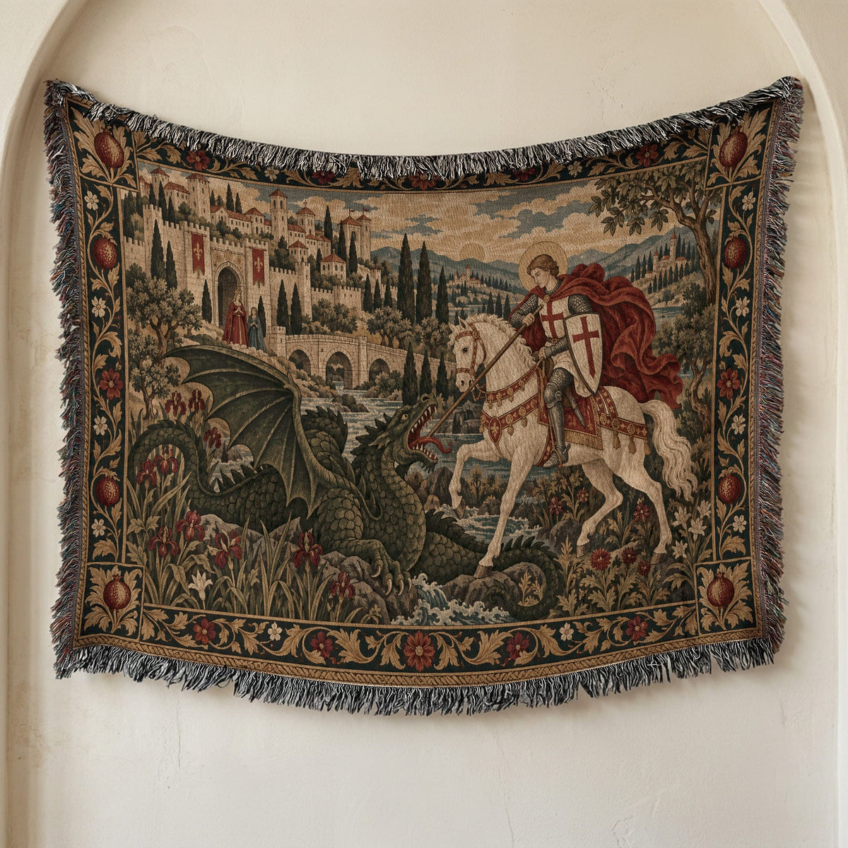 CalmNestStyle Saint George Before the Walled Town jacquard woven blanket