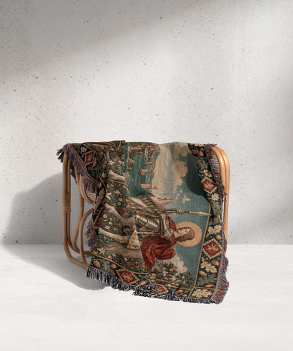 CalmNestStyle Saint George Guardian at Dawn jacquard woven blanket