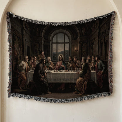 MyDesigns Communion Table Wall Tapestry – Jesus with Twelve Apostles, Woven Cotton Blanket jacquard woven blanket