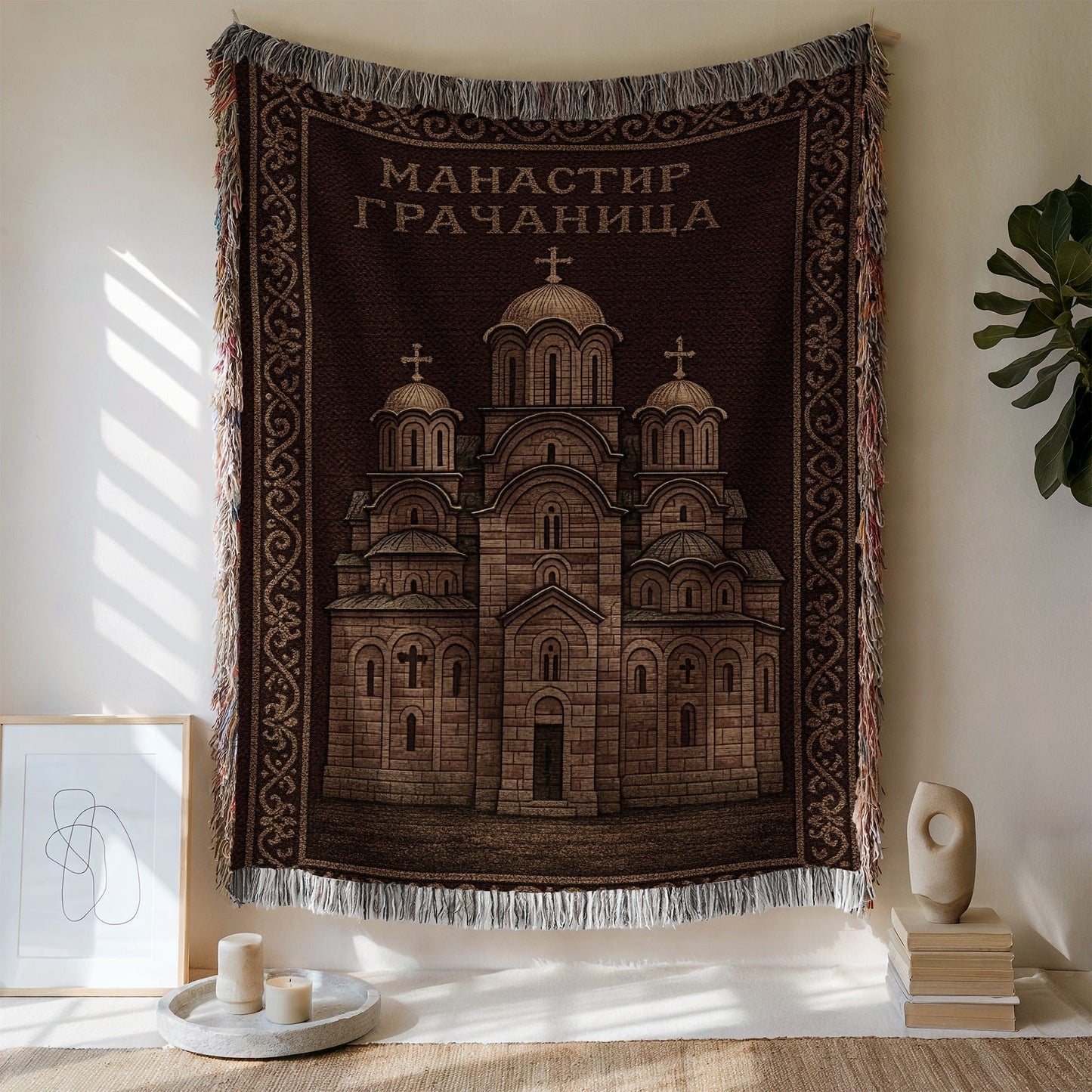 Monastery Design Tapestry Wall Hanging for Home Decor