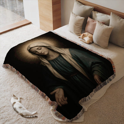 Serene Religious Art on Cozy Blanket
