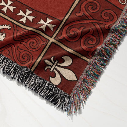 CalmNestStyle Hospitaller Knights Crossed Swords Lions Woven Blanket jacquard woven blanket