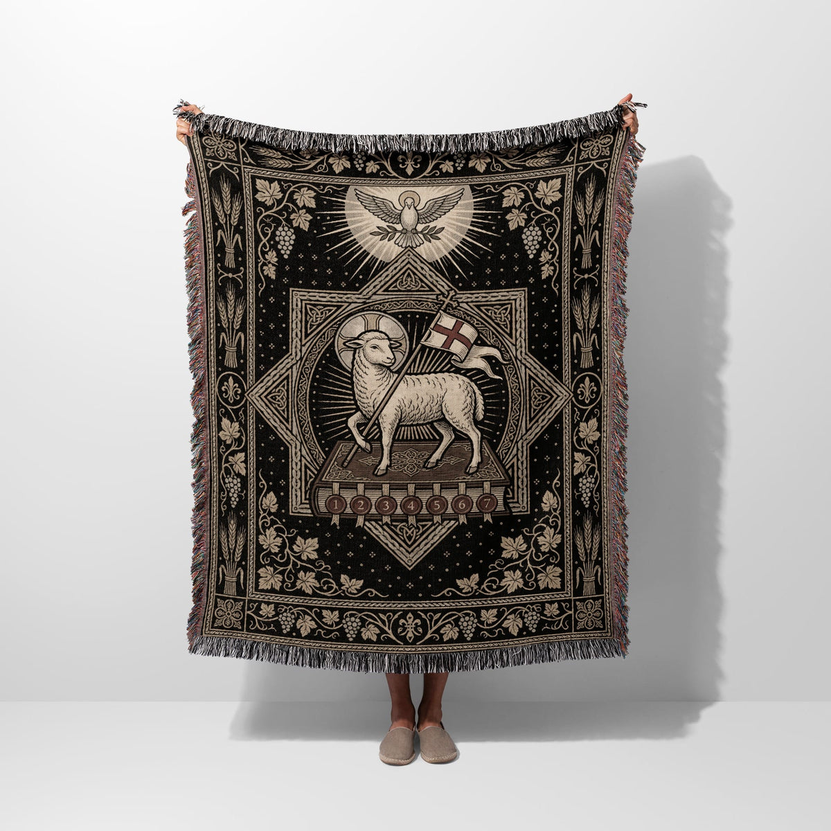 CalmNestStyle Sacred Iconography Woven Blanket jacquard woven blanket