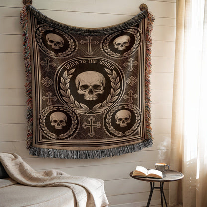 Dark Gothic Skull Cross Blanket Wall Art Product