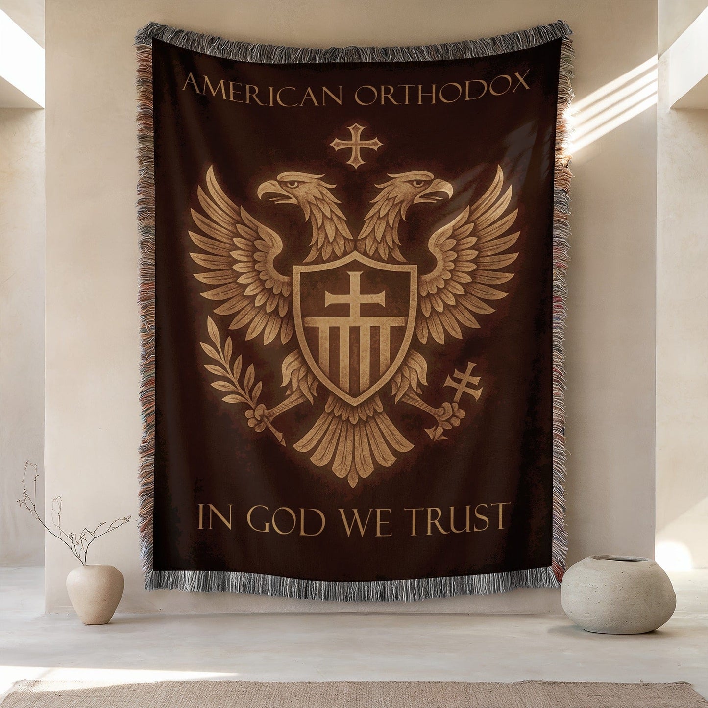 American Orthodox In God We Trust Eagle Blanket