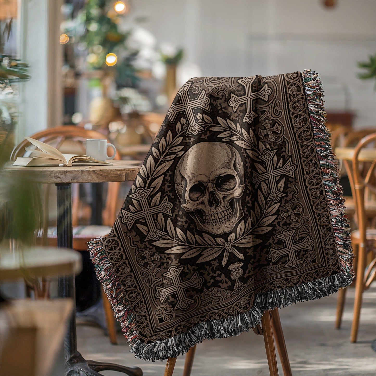 Gothic Skull and Crosses Blanket Unique Design