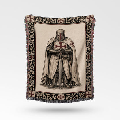 CalmNestStyle Templar Knight Standing Guard Woven Blanket jacquard woven blanket