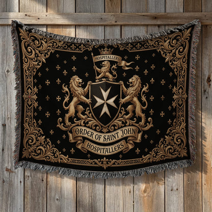 CalmNestStyle Order of Saint John Hospitallers Baroque Frame Crest Woven Blanket jacquard woven blanket