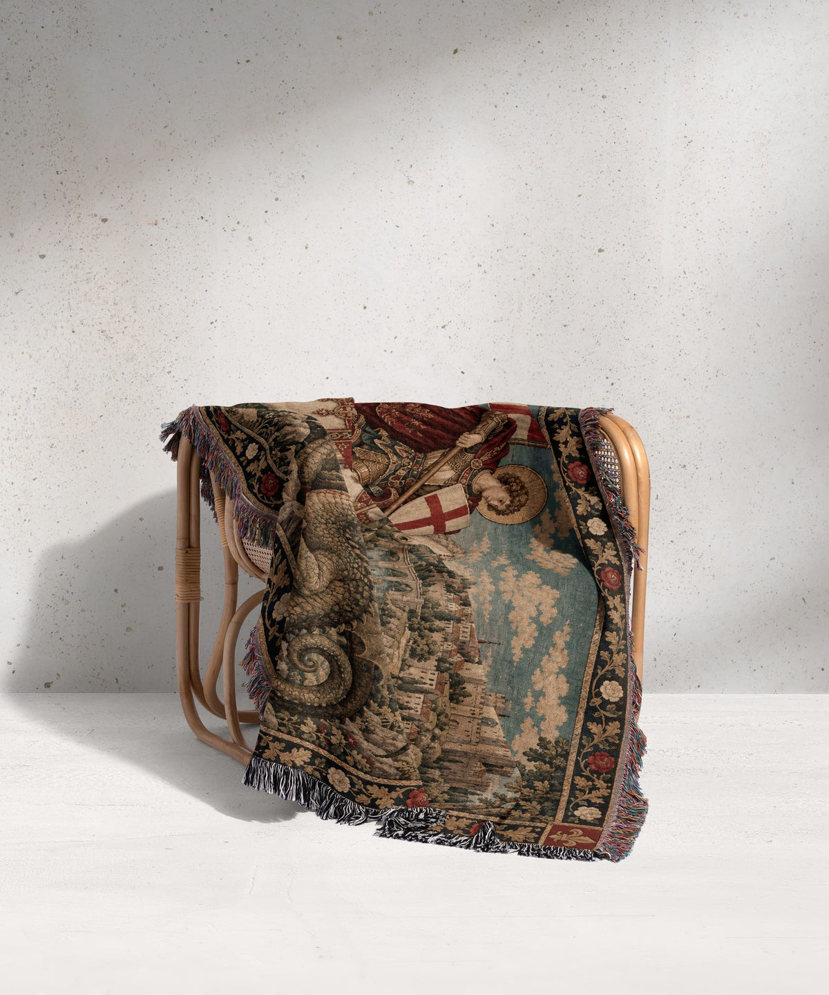 CalmNestStyle Saint George Under the English Flag jacquard woven blanket