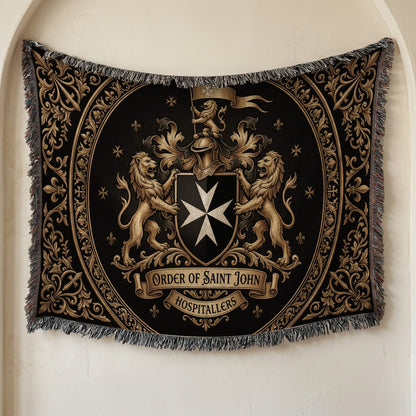CalmNestStyle Order of Saint John Hospitallers Round Medallion Crest Woven Blanket jacquard woven blanket