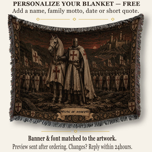 MyDesigns Templar and Warhorse at Dusk jacquard woven blanket