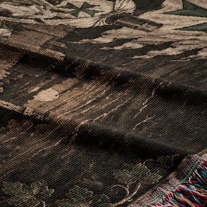 MyDesigns Saint Lazarus Host I Green Maltese Crosses at Dusk jacquard woven blanket