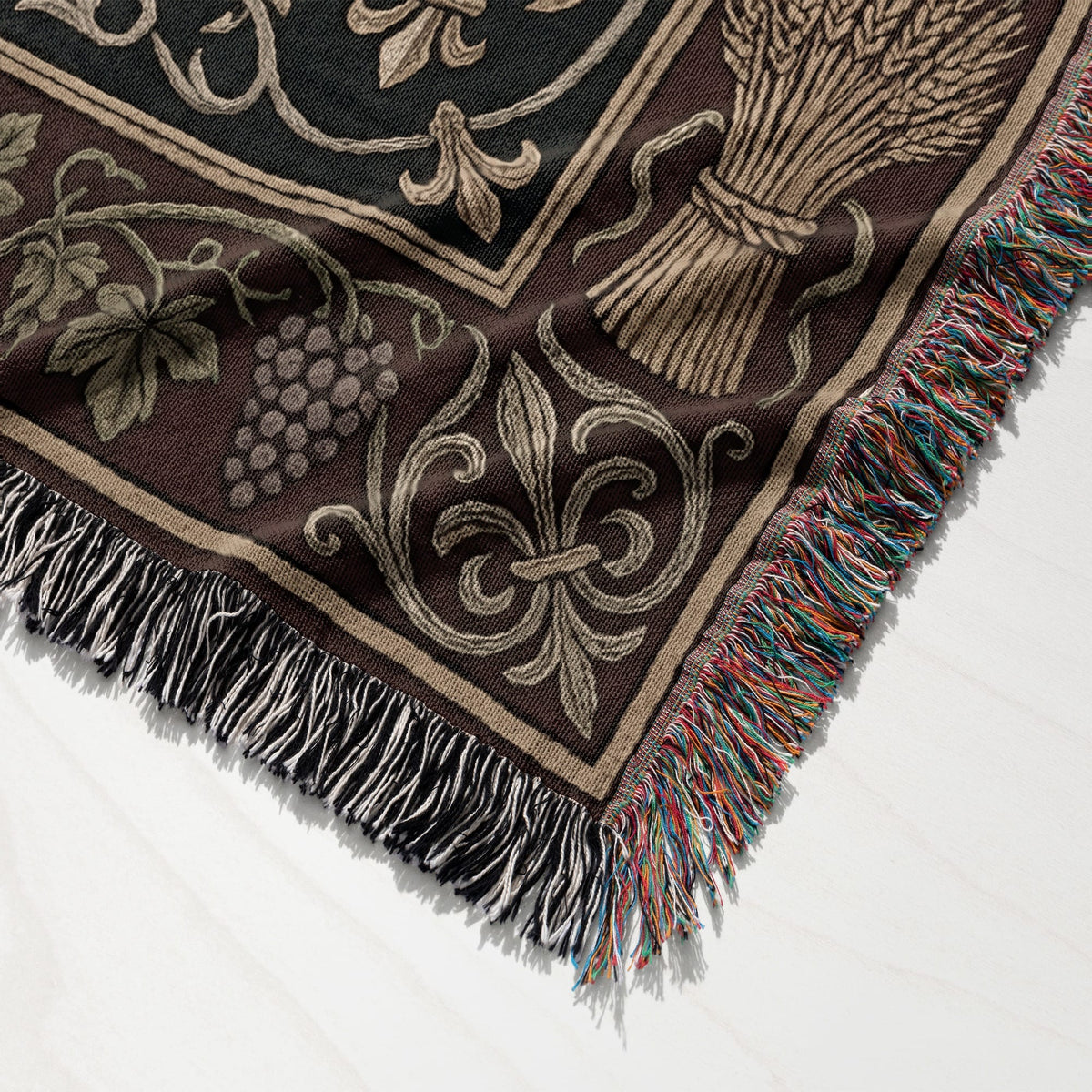 CalmNestStyle Heraldic Lamb & Dove Art Woven Blanket jacquard woven blanket