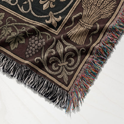 CalmNestStyle Heraldic Lamb & Dove Art Woven Blanket jacquard woven blanket