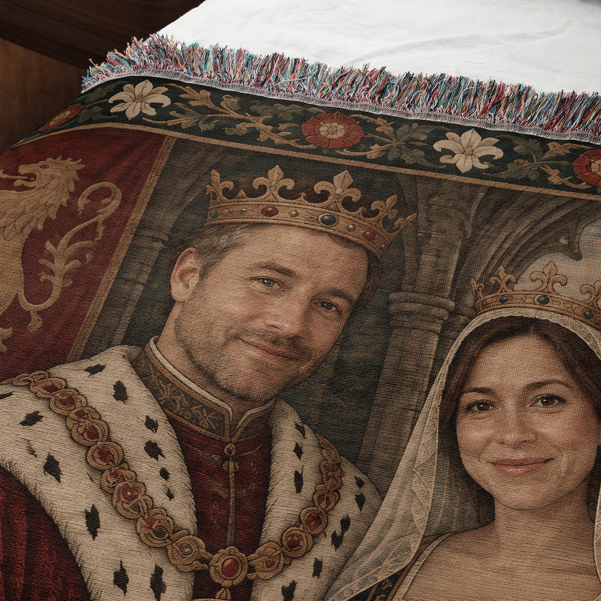 MyDesigns Crowned Together I Your Royal Couple Portrait jacquard woven blanket