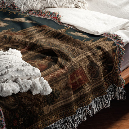 CalmNestStyle Saint George Icon at the Castle jacquard woven blanket