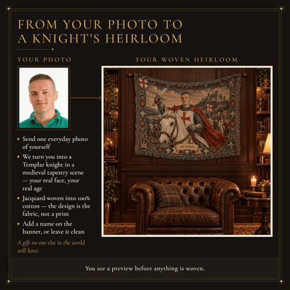 MyDesigns The Templar's Charge I Your Knight on Horseback jacquard woven blanket