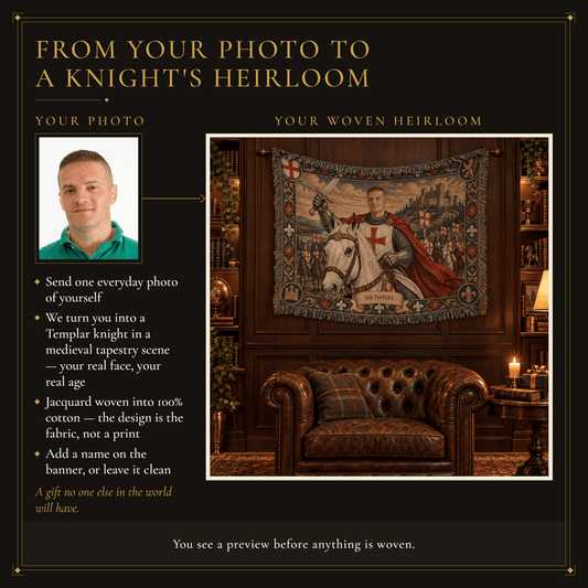 MyDesigns The Templar's Charge I Your Knight on Horseback jacquard woven blanket
