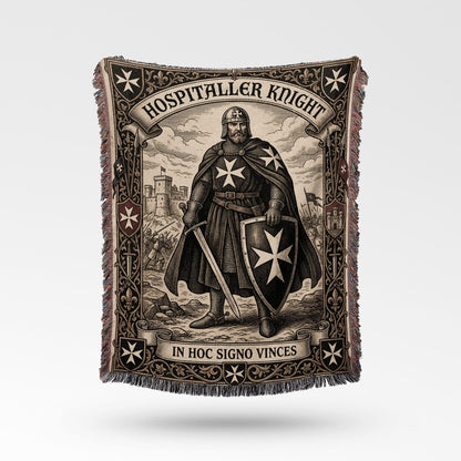 CalmNestStyle Hospitaller Knight In Hoc Signo Vinces Vintage Woven Blanket jacquard woven blanket