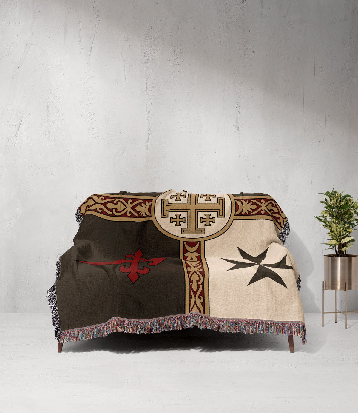 MyDesigns Ancient Orders I Charcoal jacquard woven blanket