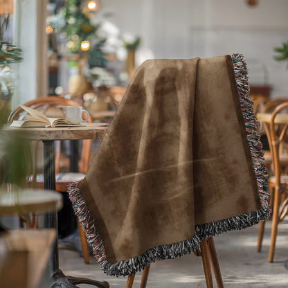 Cozy Warm Brown Fringed Throw Blanket for Home