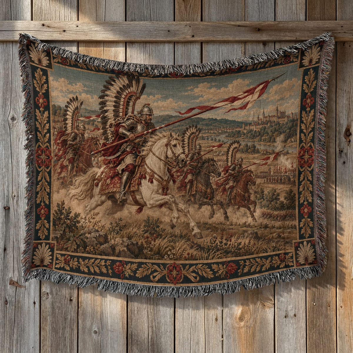 CalmNestStyle The Winged Hussars jacquard woven blanket
