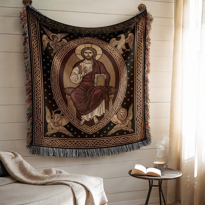 Religious Tapestry Featuring Sacred Biblical Imagery