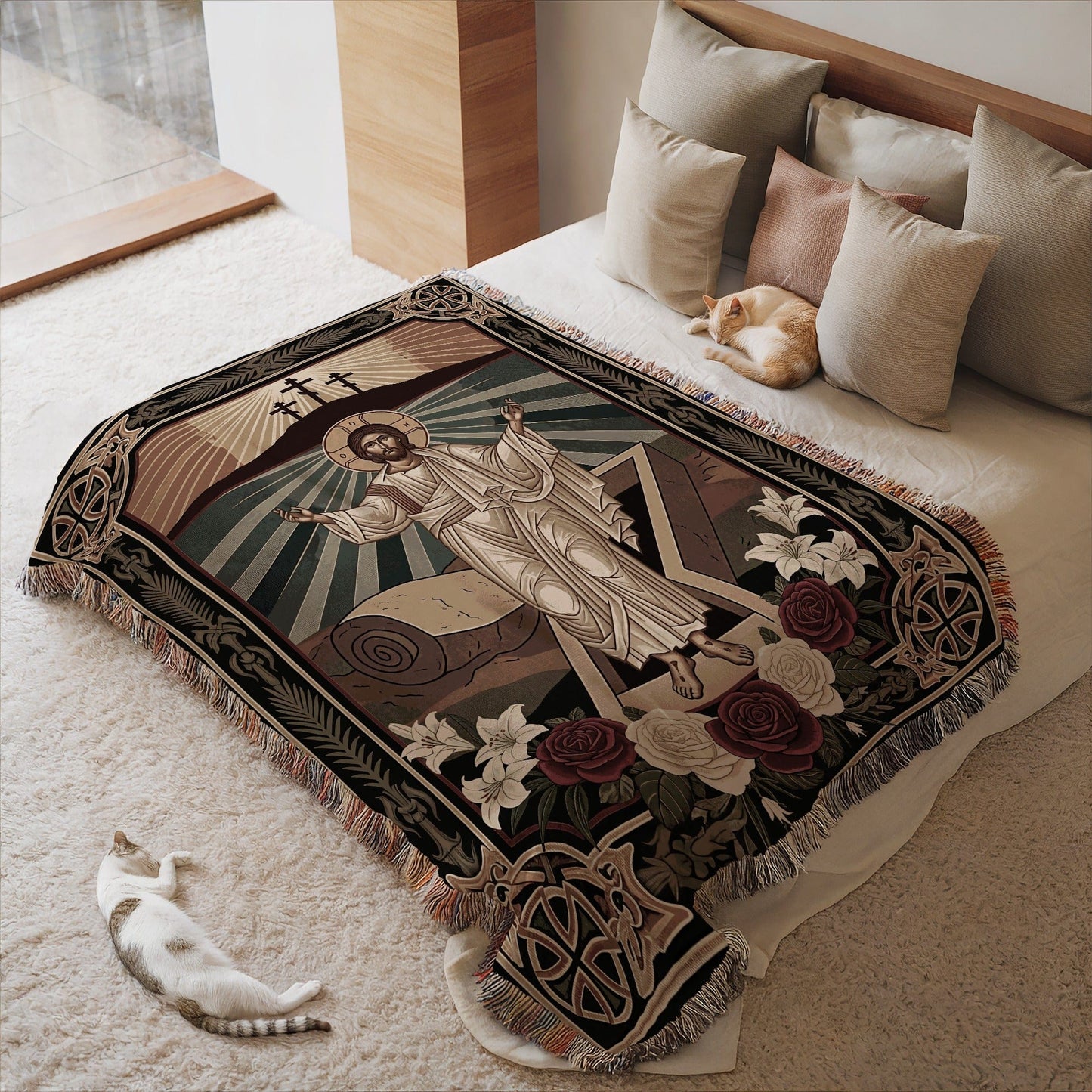 Jesus Resurrection Imagery Blanket Religious Design