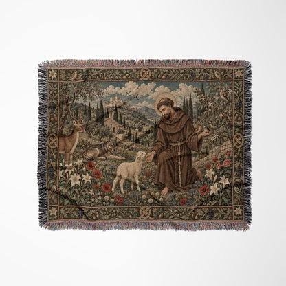 CalmNestStyle Saint Francis and the Animals jacquard woven blanket