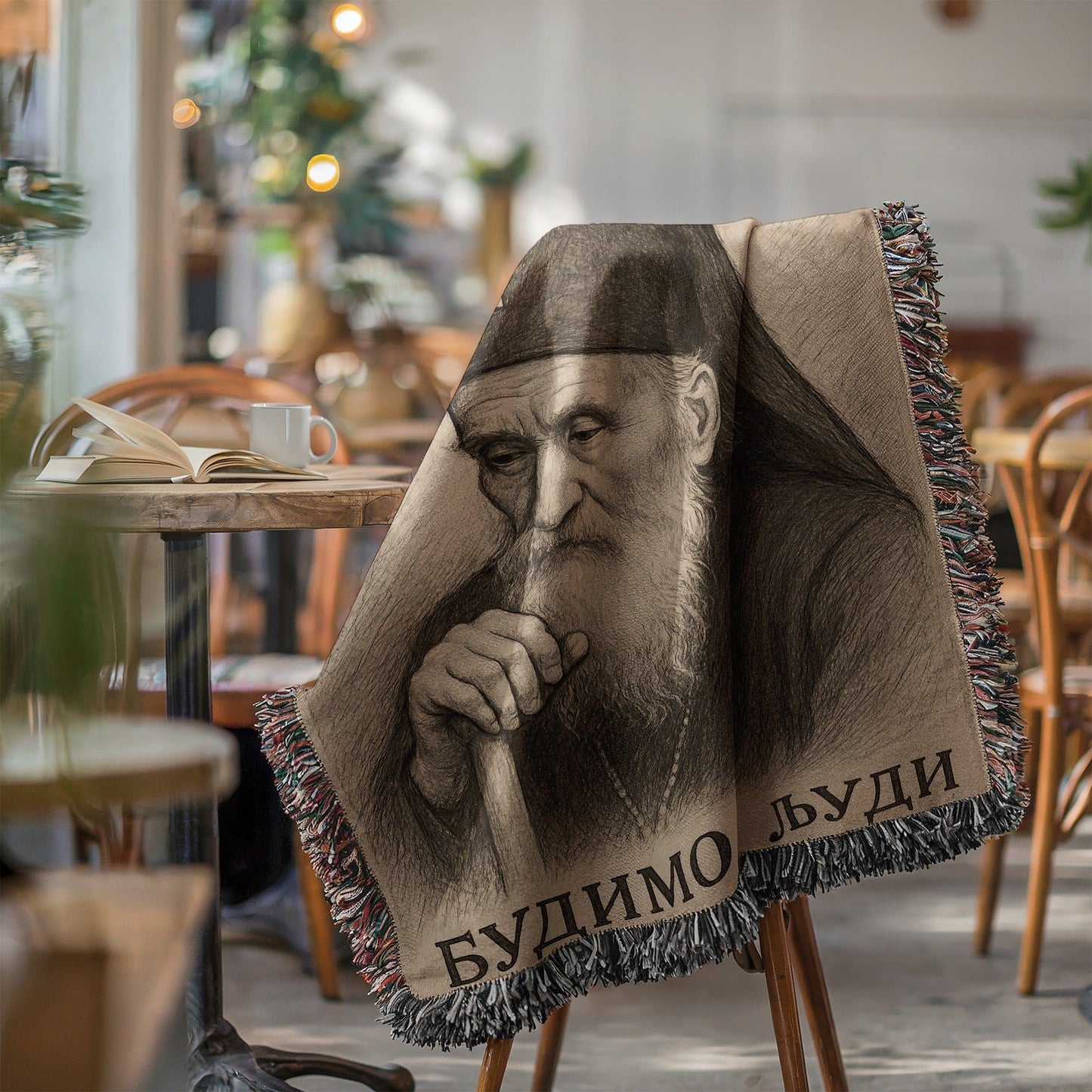 Vintage Style Art Print Throw Blanket Surface