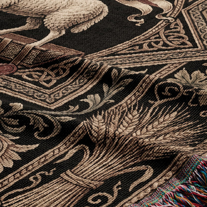 CalmNestStyle Agnus Dei Ornate Woven Blanket jacquard woven blanket