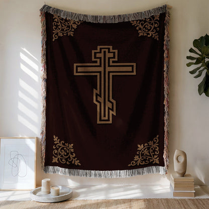Intricate Cross Wall Tapestry with Elegant Nordic Patterns