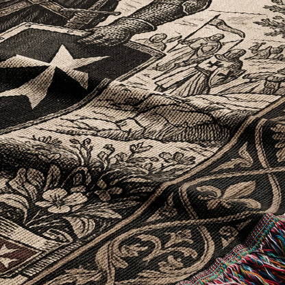 CalmNestStyle Hospitaller Knight Medieval Warrior Woven Blanket jacquard woven blanket