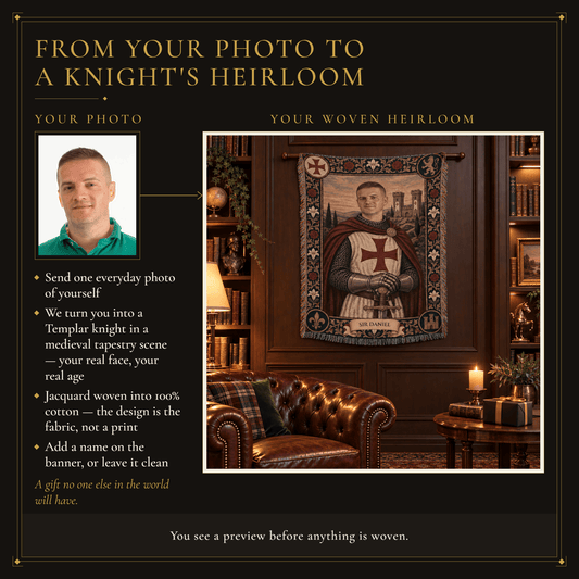 MyDesigns The Templar's Vow I Your Knight Portrait jacquard woven blanket