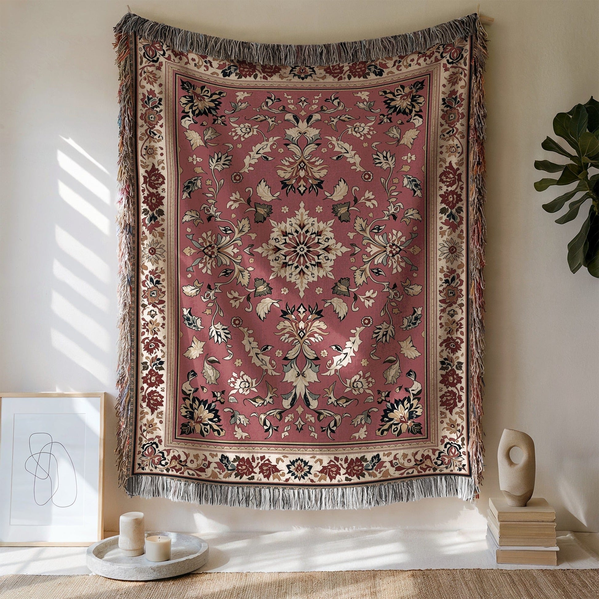 Elegant Large Floral Pattern Tapestry Wall Hanging Decor