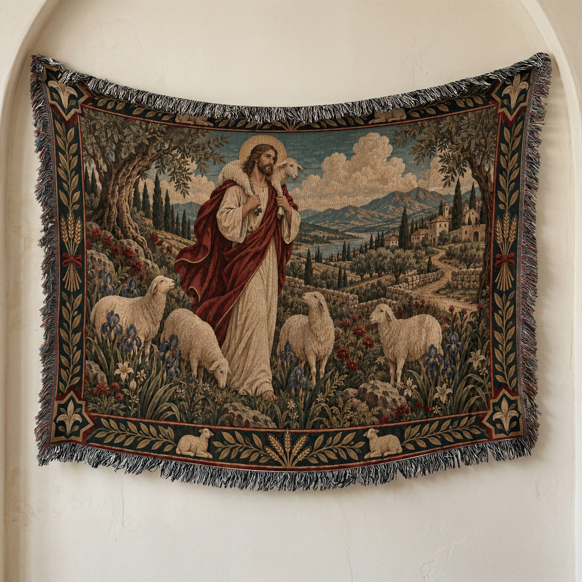 CalmNestStyle The Good Shepherd jacquard woven blanket