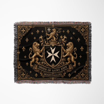 CalmNestStyle Order of Saint John Hospitallers Black and Gold Crest Woven Blanket jacquard woven blanket