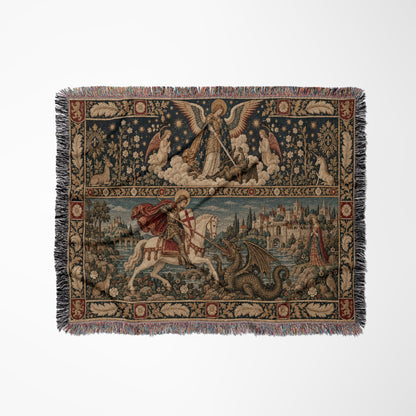 CalmNestStyle Saint George and Saint Michael jacquard woven blanket