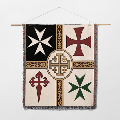 CalmNestStyle Crusader Orders and Jerusalem Cross Woven Blanket jacquard woven blanket