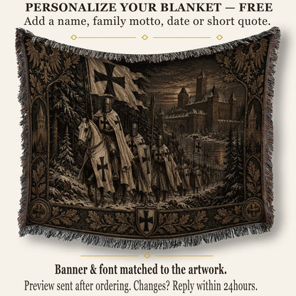 MyDesigns Teutonic Order – Black Cross and Fortress jacquard woven blanket