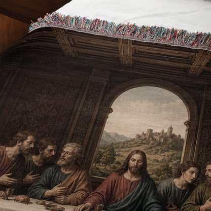 MyDesigns Catholic Last Supper Woven Throw – Renaissance Window Scene, Jacquard Cotton Blanket jacquard woven blanket