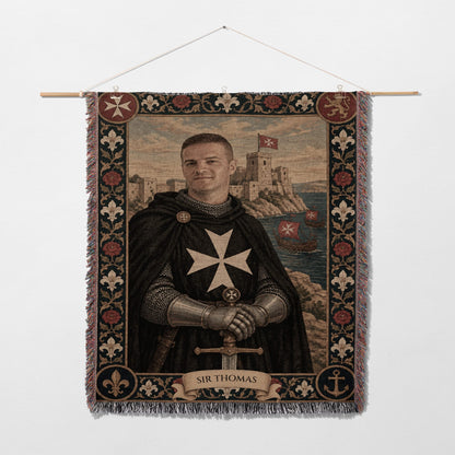 MyDesigns Hospitaller Knight of Malta - Your Portrait, Woven jacquard woven blanket