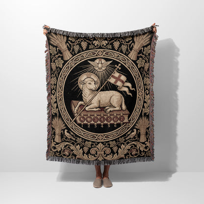 CalmNestStyle Agnus Dei Vintage Woven Blanket jacquard woven blanket