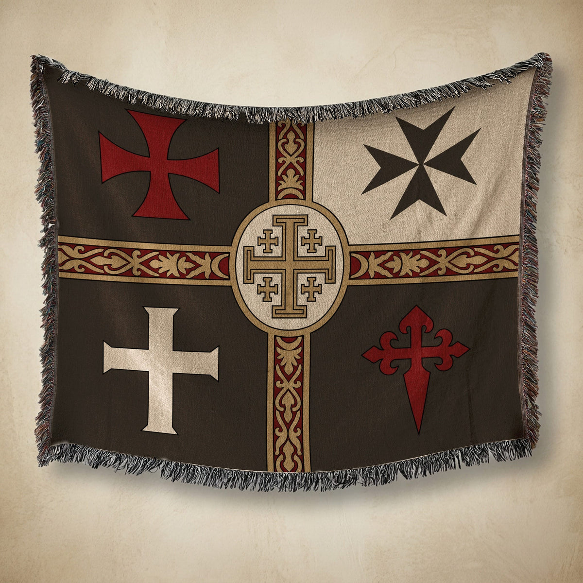 MyDesigns Ancient Orders I Charcoal jacquard woven blanket